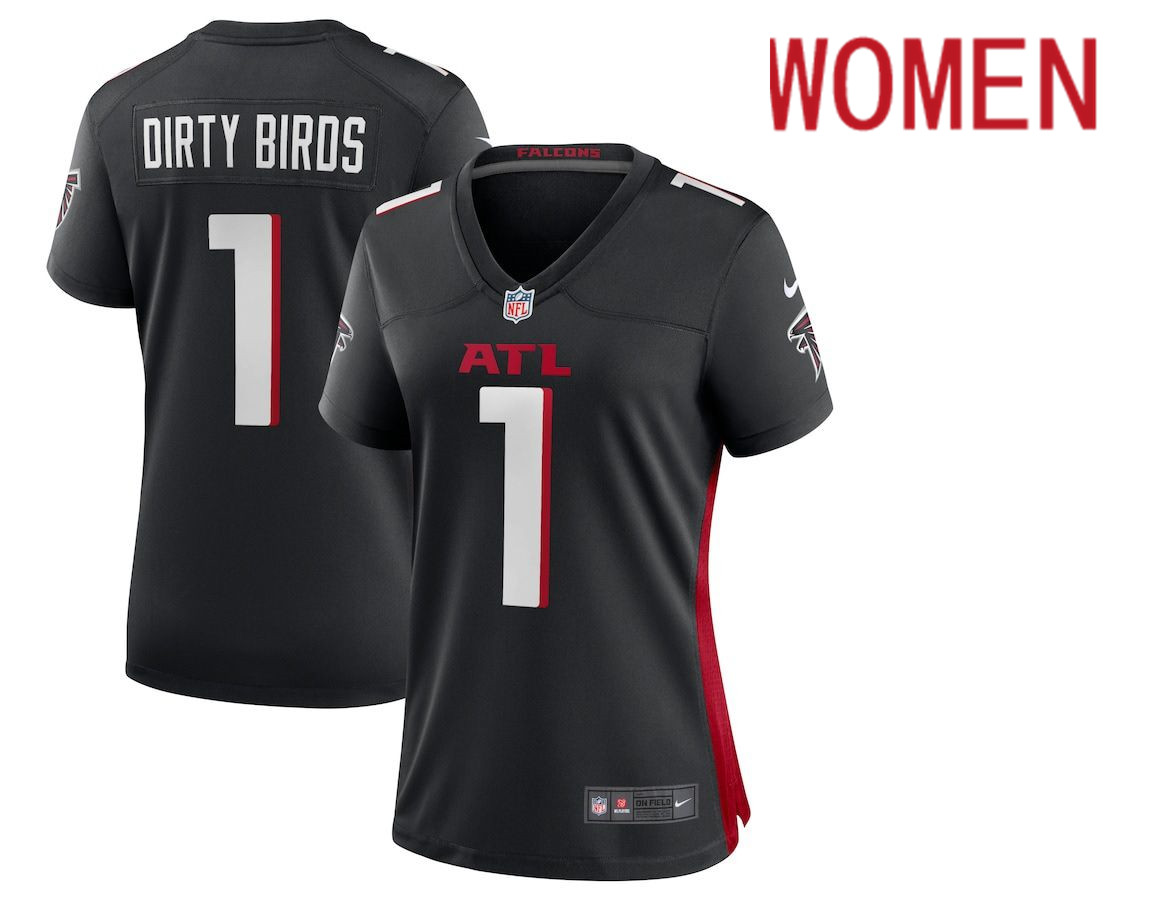 Women Atlanta Falcons #1 Dirty Birds Nike Black Game NFL Jersey->women nfl jersey->Women Jersey